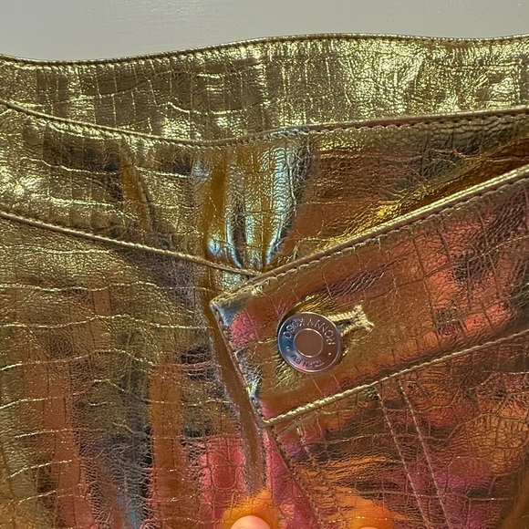 NWT Torn by Ronny Kobo Asymmetrical Faux Gold Leather Mini Skirt Size XS - Picture 6 of 10